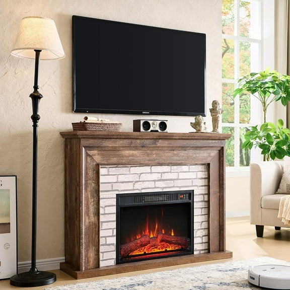 MIHOVER 45" Hidden Flip Top Electric Fireplace TV Stand  Adjustable Flame & Remote, Heater for Living Room
