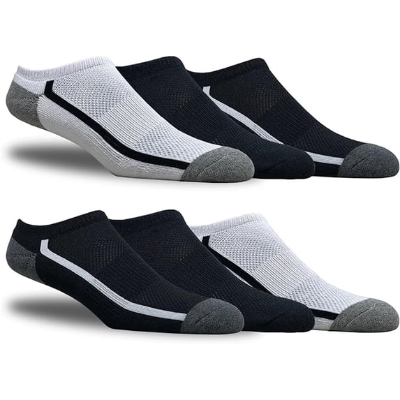 Athletic Ankle Socks Low Cut Cotton Blend - 6 Pairs