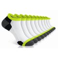 thumbnail image 1 of Athletic Ankle Socks for Men & Women 10 Pairs, Color Block Design with Breathable Comfort for Sports and Everyday Activities, White/Grey/Green, Shoe Size 6-9, 1 of 5