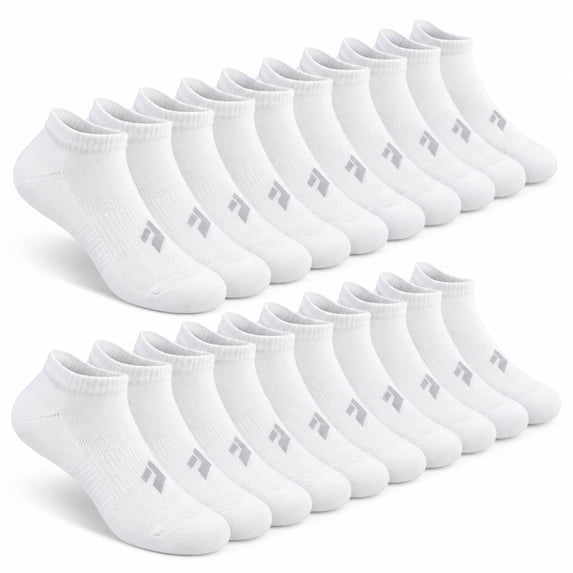 Athletic Ankle Socks for Adults 10 Pairs, Cushioned Comfort Socks, Breathable Mesh for Training & Everyday Wear, Size Medium