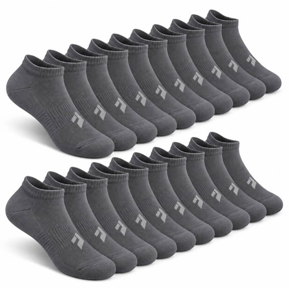 Athletic Ankle Socks for Adults 10 Pairs, Cushioned Comfort Socks, Breathable Mesh for Training & Everyday Wear, Size Small