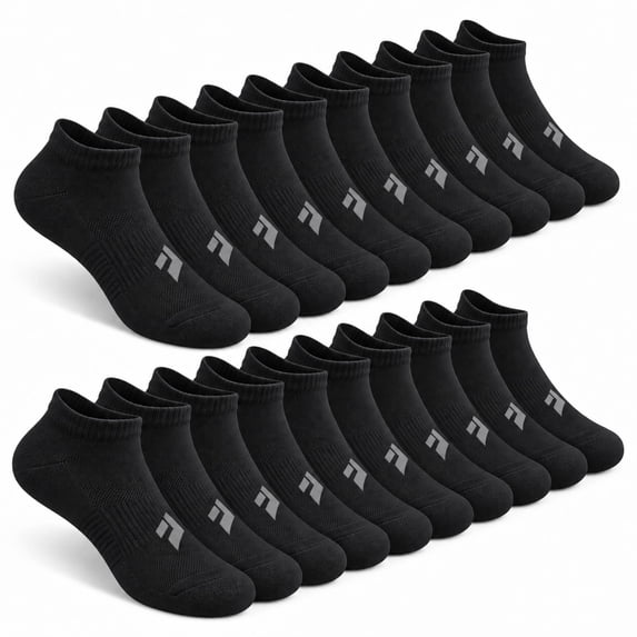 Athletic Ankle Socks for Adults 10 Pairs, Cushioned Comfort Socks, Breathable Mesh for Training & Everyday Wear, Size Small