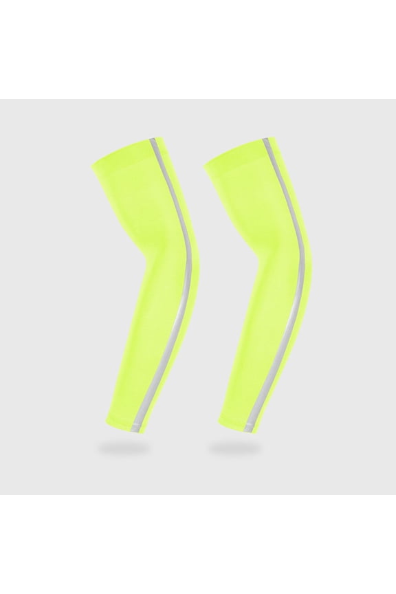 Athletic Arm Sleeves UV Protection Sports Sleeves with Cooling Fabric Night Riding Aem Sleeve with Reflective Stripe Free Size