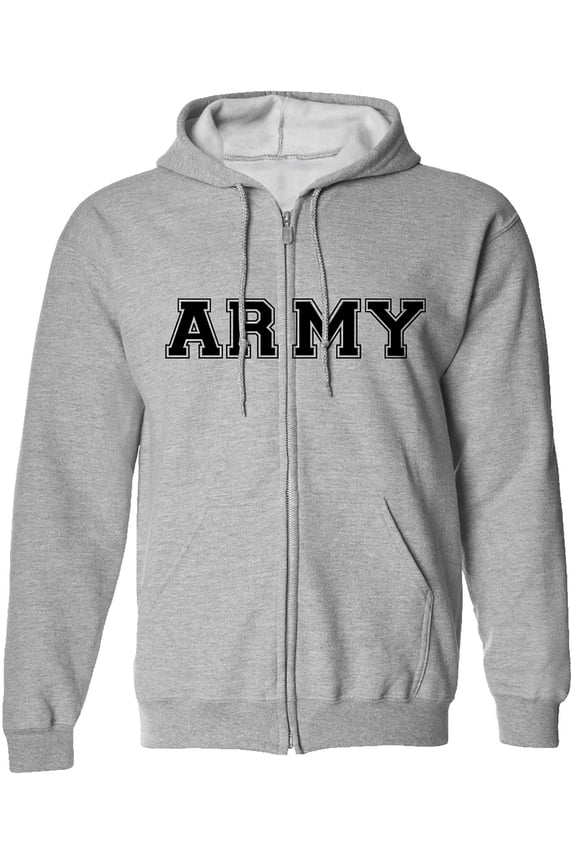 Athletic Army Full-Zip Hooded Sweatshirt in Gray