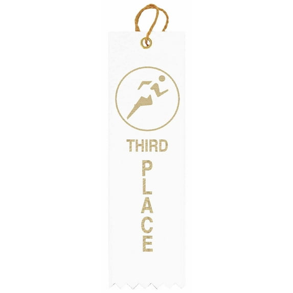 Athletic Award Ribbon - 3rd Place White, Pack of 50