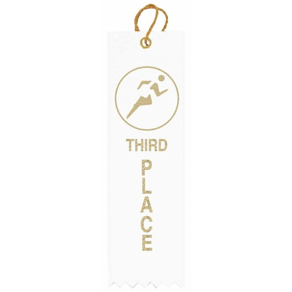 Athletic Award Ribbon - 3rd Place White, Pack of 50