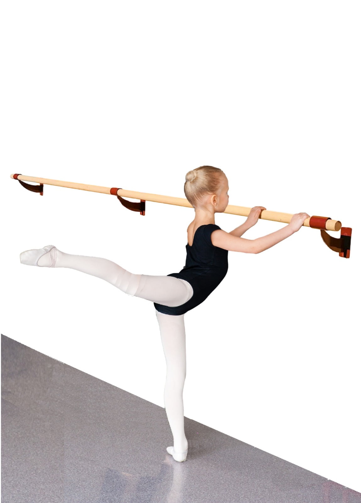 Barre Gym SELEWARE 4-12ft Wall Mount Ballet Barre Solid Wood Bar