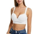 thumbnail image 1 of Athletic Bras for Women Full-Coverage Bra Feature V-Neck Balconette Bra Style W-708 Hook and Eye Closure Wire-Free Push Up Bras White XXL, 1 of 8