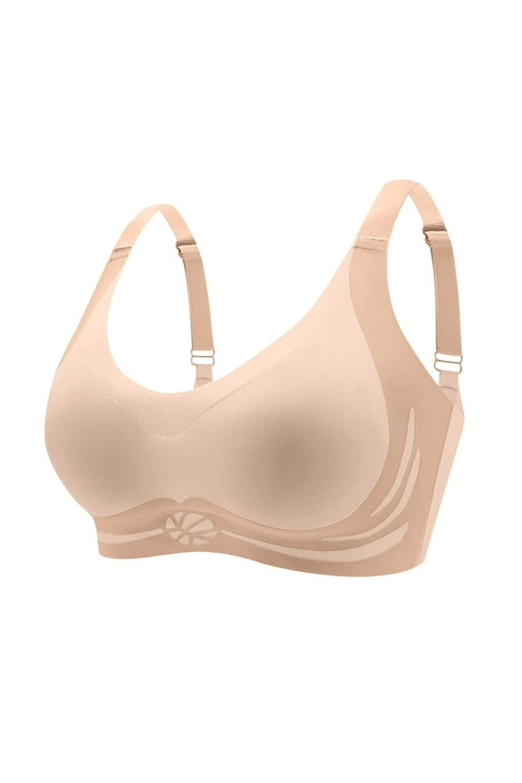 Athletic Bras for Women High Support Smoothing Brassiere for Womens Seamless Wireless Push up Underwear Balconette Soft Comfy Bralettes Bras Beige XL