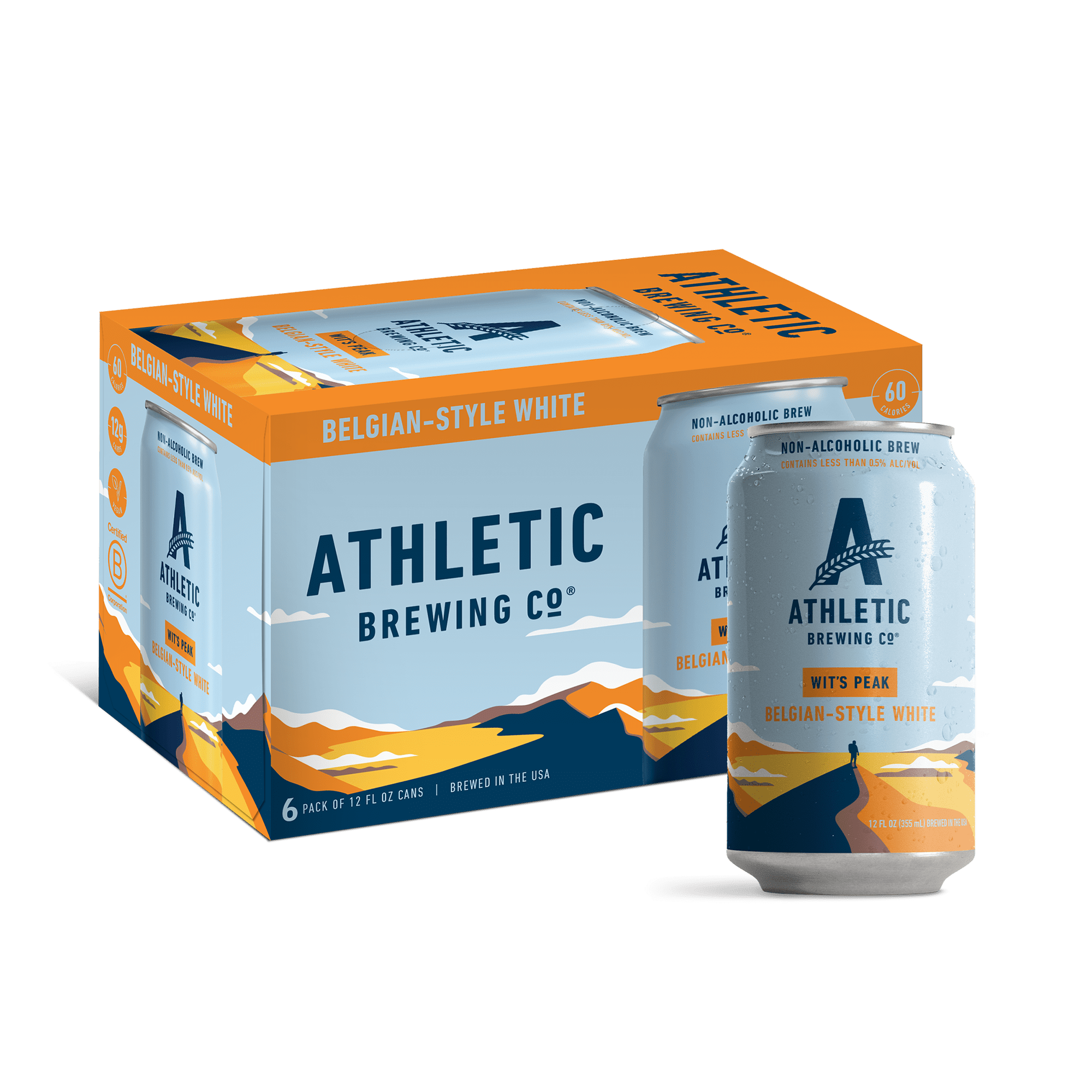 Athletic Brewing Company Wit's Peak Belgian-Style White, Craft Non-Alcoholic Beer, 6 pack, 12 fl oz, <0.5% ABV