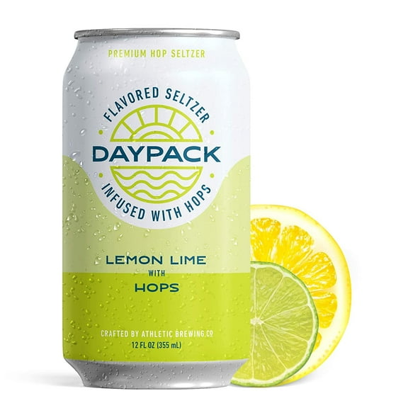 Athletic Brewing Company Daypack Sparkling Water, 12-Pack of Lemon-Lime Flavored Seltzer, Zero-Calorie, Zero-Carbs, 12 fl oz Cans