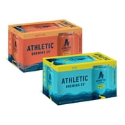 Athletic Brewing Company Run Wild IPA and Free Wave Hazy IPA Mixed Case, Craft Non-Alcoholic Beer, 12 fl oz Cans, 12 Pack