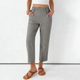 thumbnail image 1 of Athletic Capris Pants for Women Women's Elastic Waist Cropped Pants Dress Casual Tapered Capris Pants Summer Beach Vacation Trousers with Pockets Gray XXL, 1 of 8