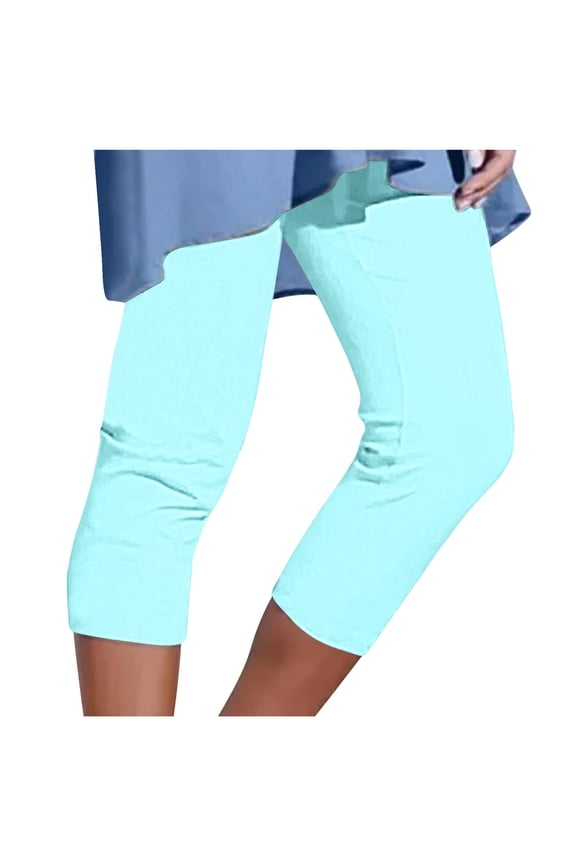 Athletic Capris for Women Plus Size New Plus Size Capris Yoga Leggings for Women Comfy Summer Vacation Beach Cropped Pants Gym Athletic Outfits Mint Green M
