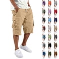 thumbnail image 1 of Athletic Cargo Shorts Mens Cotton Twill Drawstring Casual Classic Chino Stretch Short with Pockets Khaki S, 1 of 9