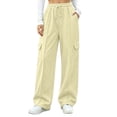 thumbnail image 1 of Athletic Cargo Sweatpant For Women, Elastic Waist Wide Leg Loose Pants, Teen Fall Casual Workout Trouser With Pocket & Drawstring, 1 of 5