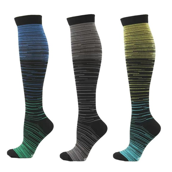Athletic Compression Socks Gradient Color for Men Women Workout,Nurse,Running,Travel 3 Pairs