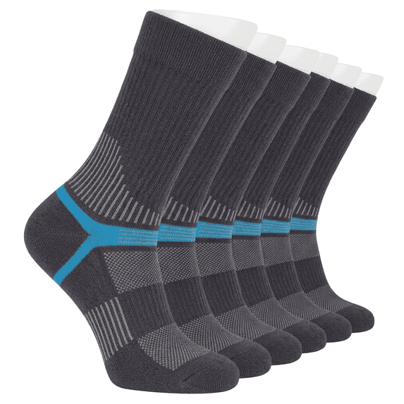 Athletic Crew Socks for Men & Women 6 Pairs, Moisture Wicking Running Workout Socks,Size 6-9