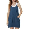 thumbnail image 1 of Athletic Dress for Girls Workout Mini Tennis Dress with Built-in Shorts Casual Loose Sleeveless Spaghetti Strap Tank Jumpsuit with Pockets One Piece Summer Outfits New, A-Dark Blue, 14T, 1 of 8