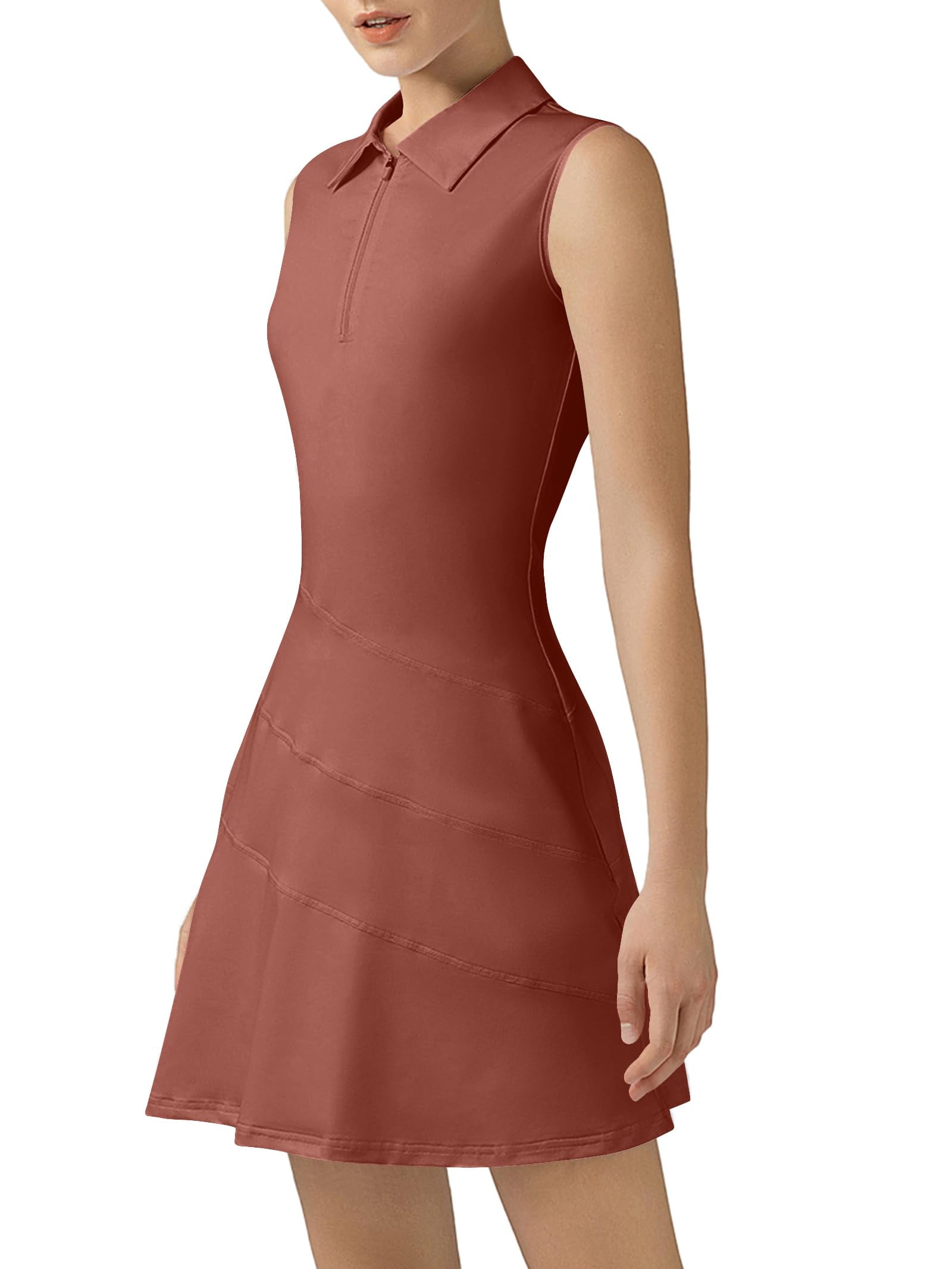 Athletic Dress for Women, Golf Tennis Dresses with Separate Shorts, Sleeveless Workout Dresses Solid Color M