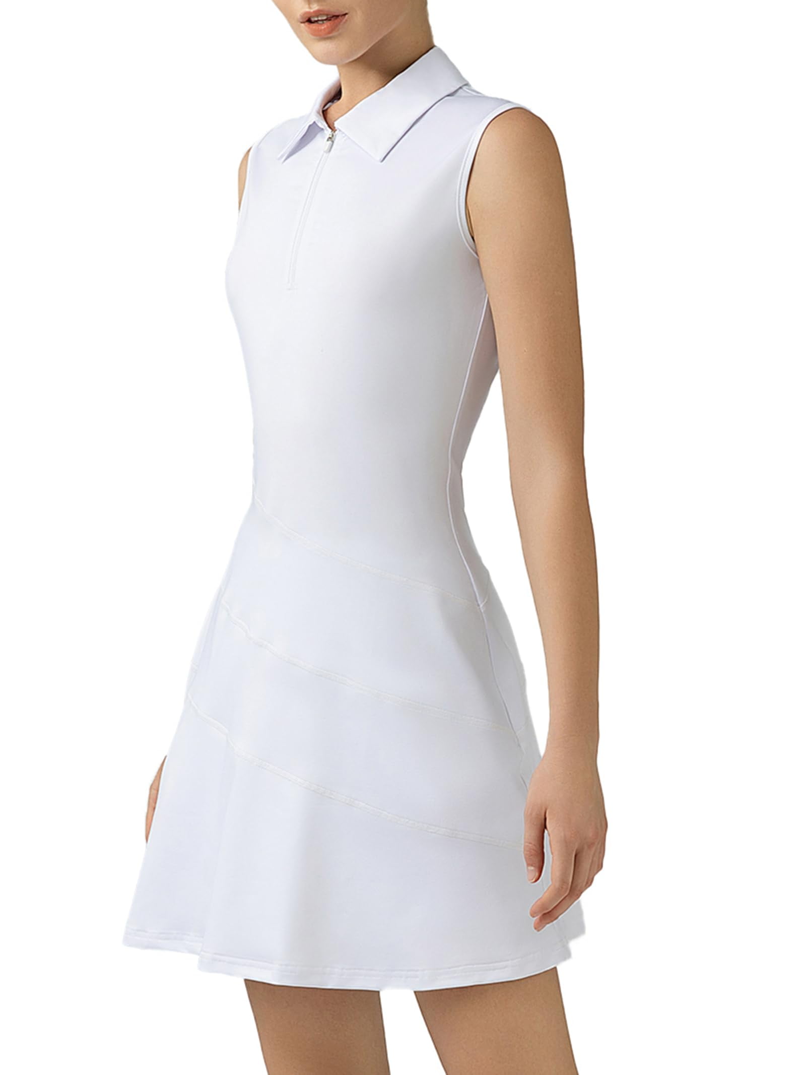 Athletic Dress for Women, Golf Tennis Dresses with Separate Shorts, Sleeveless Workout Dresses Solid Color S