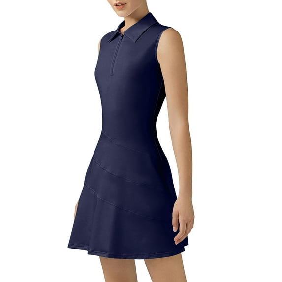 Athletic Dress for Women, Golf Tennis Dresses with Separate Shorts, Sleeveless Workout Dresses Solid Color S