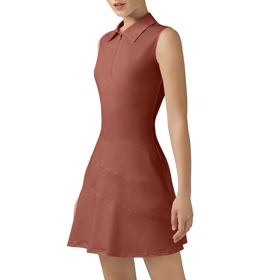 Athletic Dress for Women, Golf Tennis Dresses with Separate Shorts, Sleeveless Workout Dresses Solid Color XL
