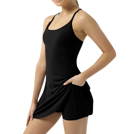Athletic Dress for Women Tennis Workout Exercise With Built In Bras & Shorts Spring Beach Vacation Sun Dress
