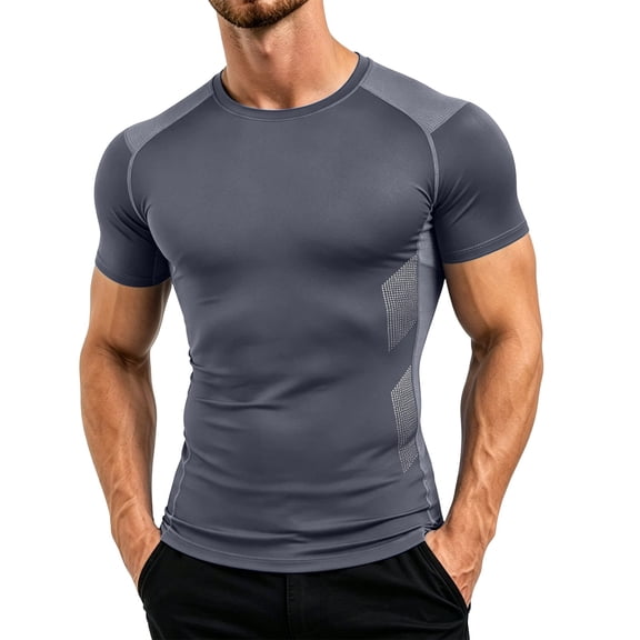 Athletic Fit Short Sleeve Crew Neck Performance T-Shirt Moisture-Wicking Slim Fit Gym Training Base Layer Tee for Men