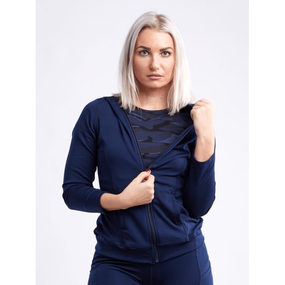 Athletic Fitted Zip-Up Hoodie Jacket with Pockets