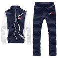 thumbnail image 1 of Athletic Full Zip Fleece Tracksuit Jogging Activewear Navy-White Small, 1 of 2