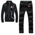 thumbnail image 1 of Athletic Full Zip Fleece Tracksuit Jogging Sweatsuit Activewear Black XX-Large, 1 of 2