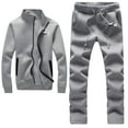 thumbnail image 1 of Athletic Full Zip Fleece Tracksuit Jogging Sweatsuit Activewear Gray Small, 1 of 2