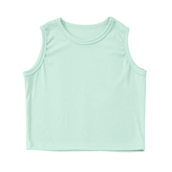 Athletic Girls' High-Neck Ribbed Tank Tops for Workouts and Active Wear