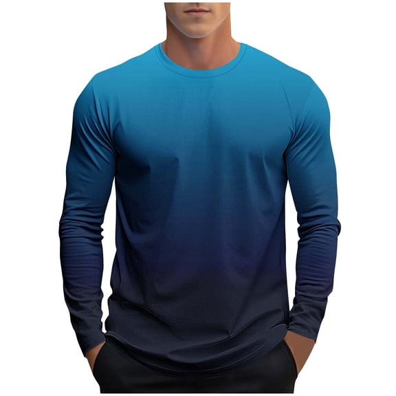 Athletic Gradient Print Crewneck Long Sleeve T Shirts For Men Summer Weekend Golf Outing Resort Vacation Backyard Party Daily Wear Easy Layering Daily Style