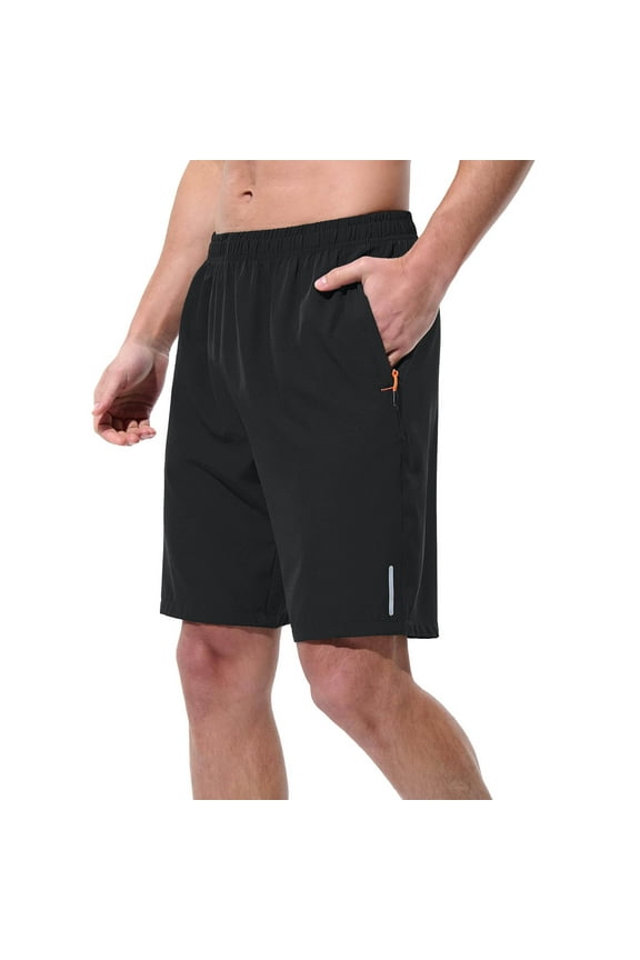 Athletic Gym Mens Shorts Casual Quick Dry Basketball Shorts with Pockets for Workout Running Black L