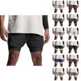 thumbnail image 1 of Athletic Gym Shorts Men 2 in 1 Summer Elastic Waist Breathable Workout Running Shorts with Compression Liner Pockets, 1 of 5