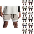 thumbnail image 1 of Athletic Gym Shorts Men 2 in 1 Summer Elastic Waist Breathable Workout Running Shorts with Compression Liner Pockets, 1 of 5