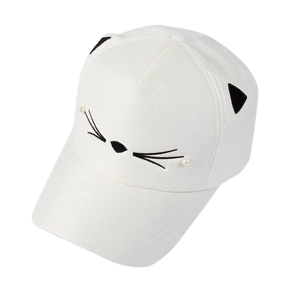 Athletic Hats for Women Cat Cute Ears Fashion Wild Pearl Caps for Men,White,One Size