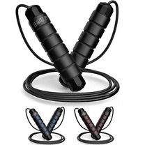 Athletic Jump Rope Adjustable 9-Foot Jumping Rope with Soft Grip for At-Home Fitness, Tangle Free Lightweight Skip Rope for Adults and Kids (Black)