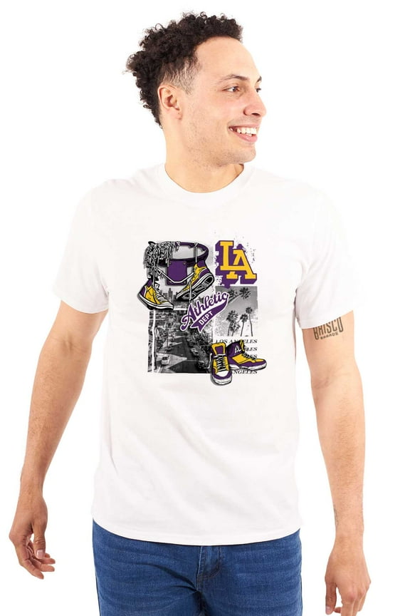 Athletic LA Basketball Sneakers Men's Graphic T Shirt Tees Brisco Brands L