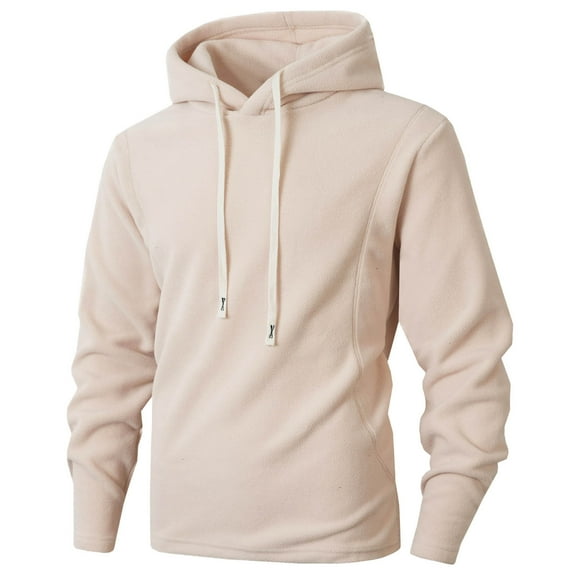 Athletic Long Sleeve Hoodie Men Fashion Workout Gym Pullover Hooded Shirt Button Muscle Fit Sweatshirt Lightweight Hip Hop Running Boxing Hiking Sport Hoodys Shirts Beige L