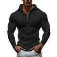 thumbnail image 1 of Athletic Long Sleeve Hoodies for Men Casual Fashion Knit Shirts Workout Gym Quarter Zipper Pullover Plain Sweatshirt Lightweight Hip Hop Running Hiking Sport Hoodys Top M, 1 of 4