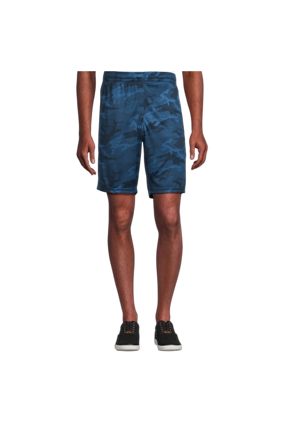 Athletic Men's Camo Shorts, 9" Inseam, Size L Blue