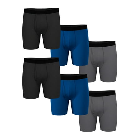Athletic Works Men's Performance Cotton Boxer Brief, 6 Pack