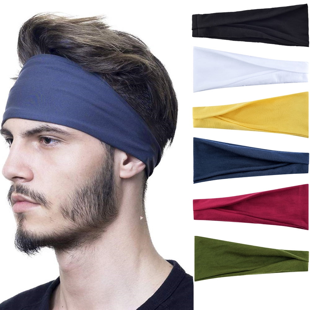 Athletic Mens Headband 6 Pack, Sports Headbands, Men Workout Accessories,  Sweat Band, Sweat Wicking Head Band Sweatbands for Running Gym Training  Tennis Basketball Football, Unisex Hairband,,，G192236 