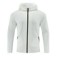 thumbnail image 1 of Athletic Mens Legend Tech Full-Zip Fleece Jacket Men's Solid Color Long Sleeved Hooded Zipper Cardigan With Elastic Fleece Lining Sports Top Jacket White M, 1 of 3