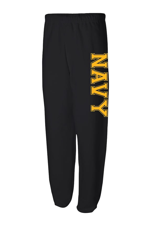 Athletic "NAVY" Sweat Pants in Black