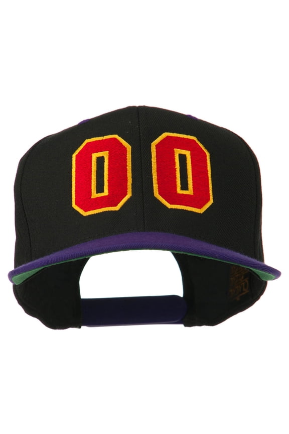 Athletic Number 00 Embroidered Classic Two Tone Cap - Black Purple OSFM