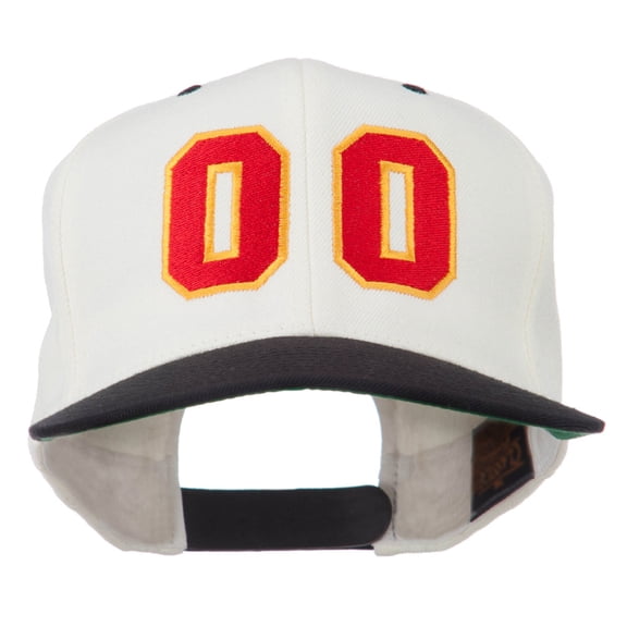 Athletic Number 00 Embroidered Classic Two Tone Cap - Natural Black OSFM